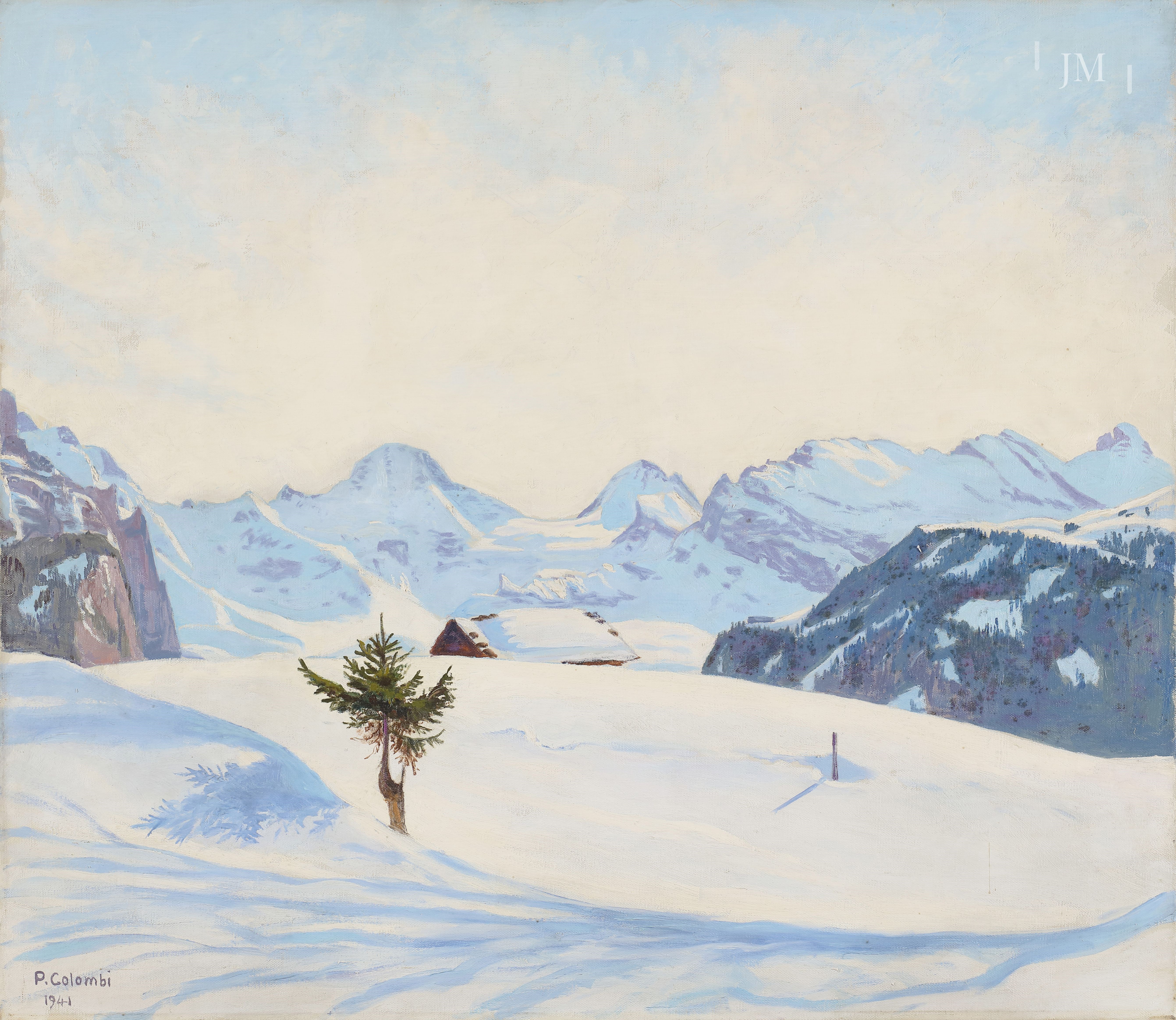 St. Nikolaus church in Lech with the Widderstein, Vorarlberg, Austria